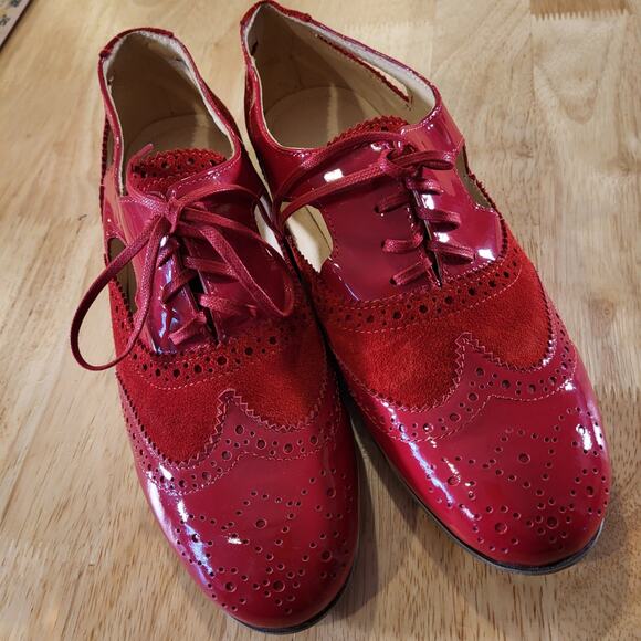 Girotti Italian Suede & Patten Leather Oxford Cutout Size 40 9.5 US - Picture 1 of 9